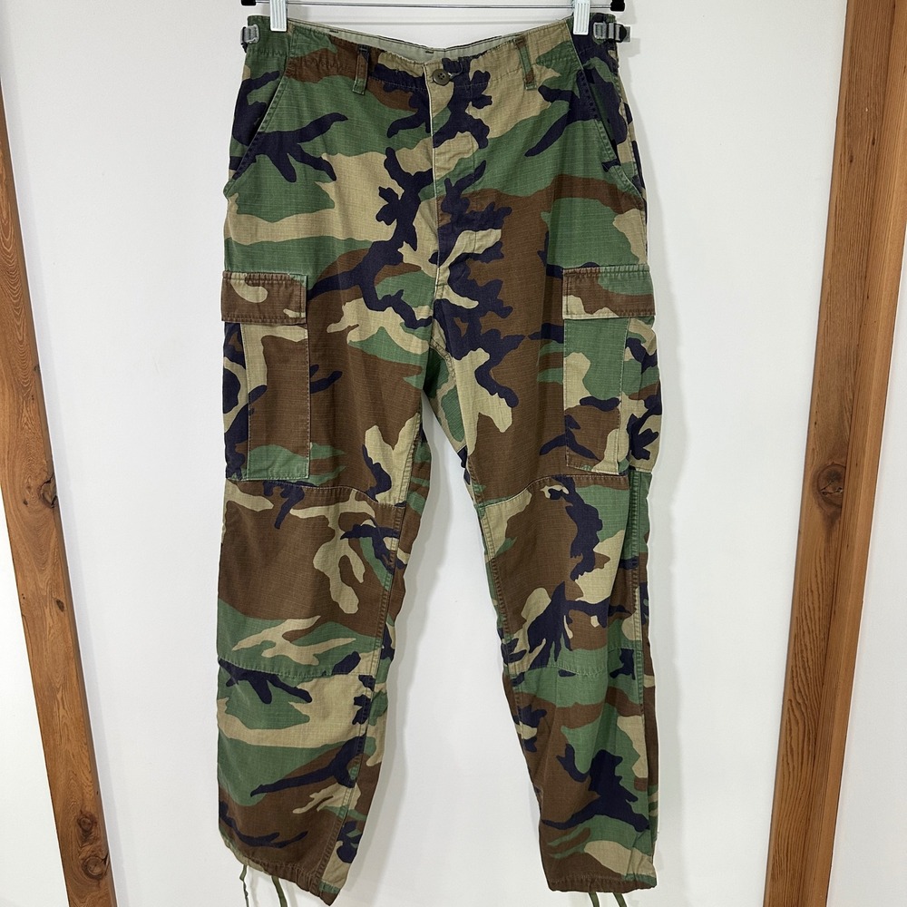 US Military Woodland Camo Ripstop Cargo Pants Mens Medium Long Green | Gorpcore